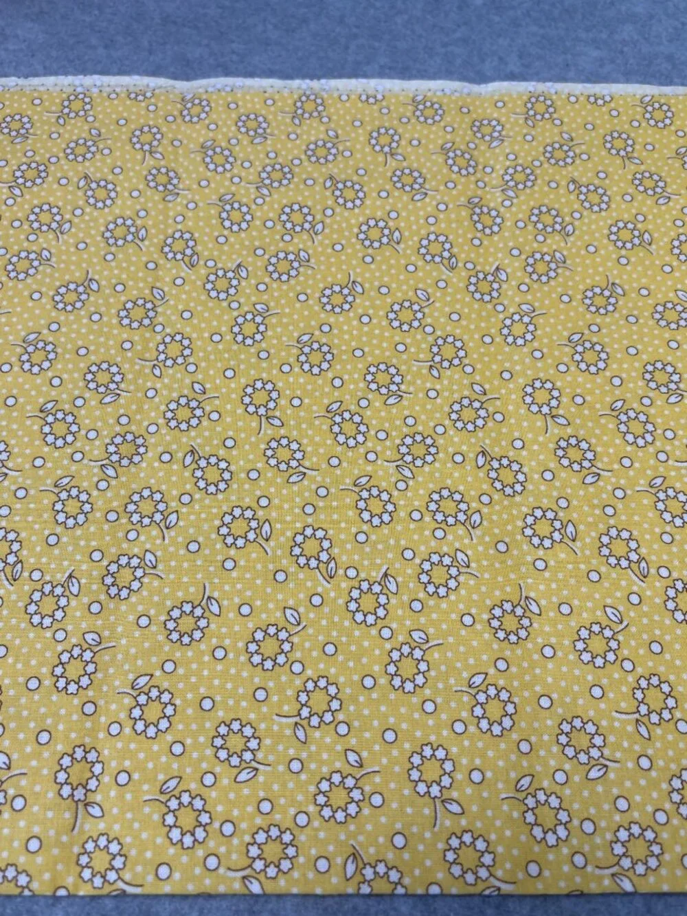 Yellow Floral Cotton Fat Quarter Fabric 18x22